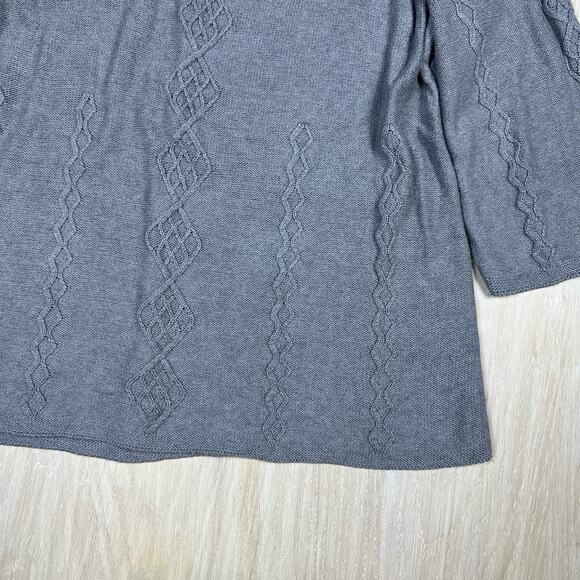 Soft Surroundings Gray Round Neck Cable Knit Warm Cozy Pullover Sweater Plus 1X - Picture 4 of 13